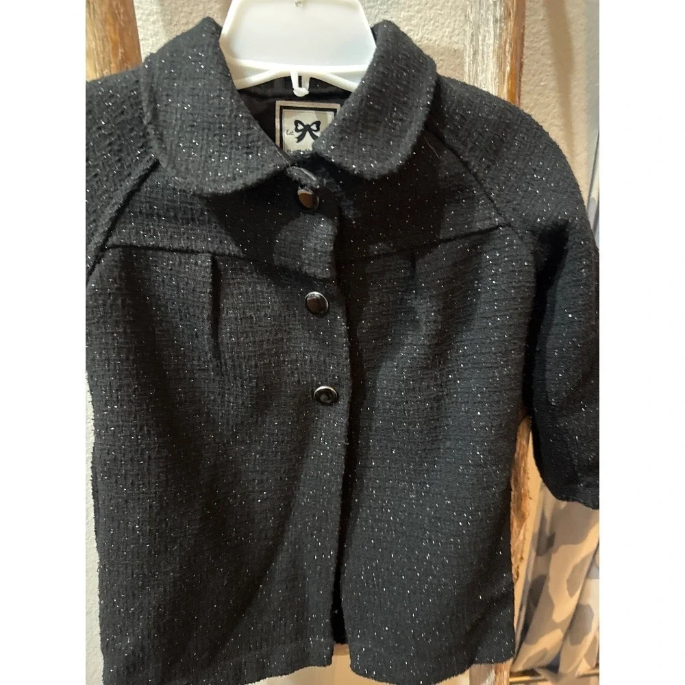 GYMBOREE PARTY PLAID BLACK SPARKLE DRESSY COAT‎ JACKET Size 2T/3T